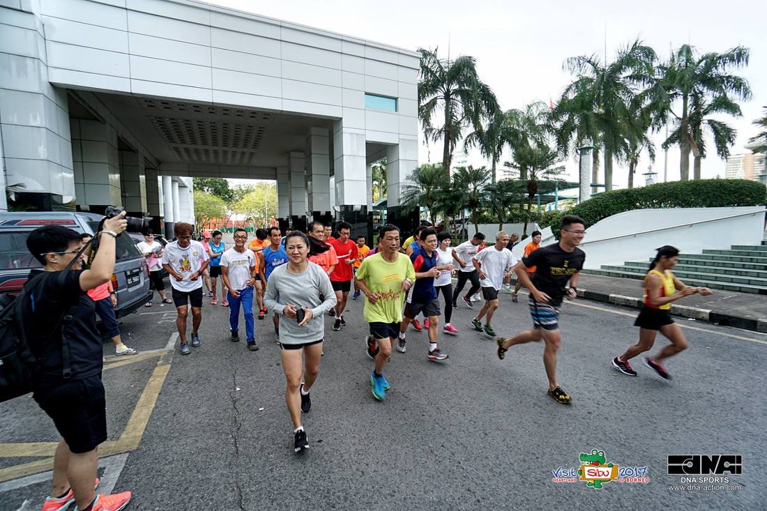 Image shows Sibu 2017 Tower Run’s trial run on February 11. Photo Credit: Sibu Municipal Council and DNA sports.
