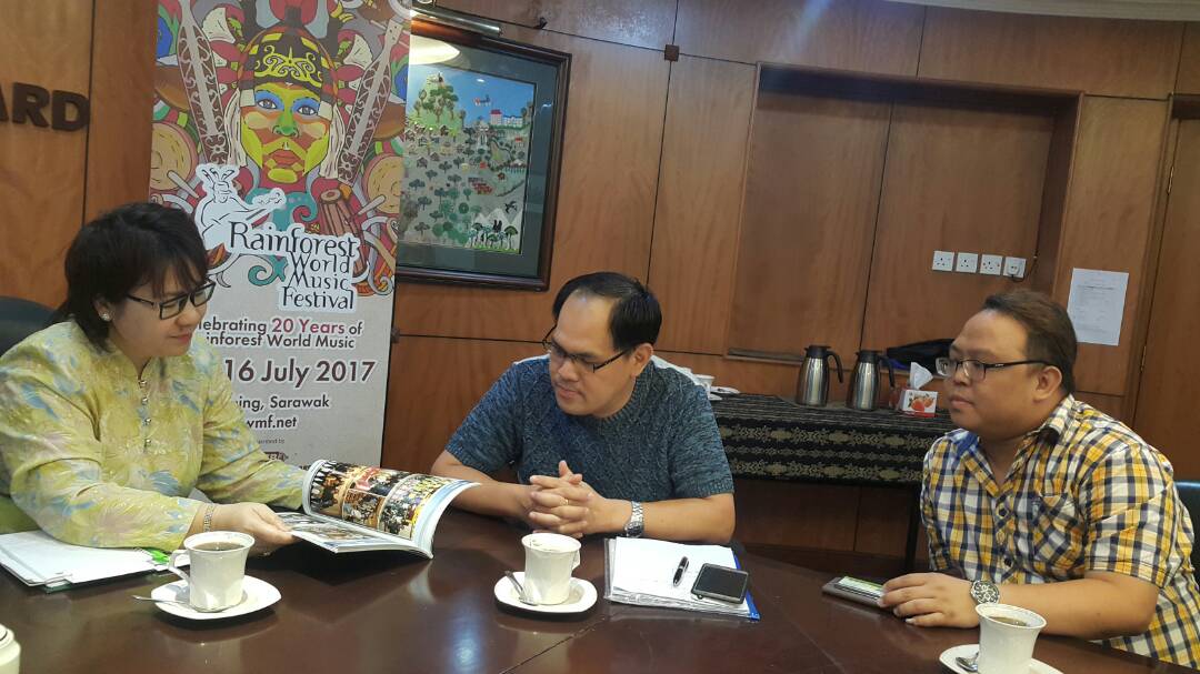 From the left, Mary Wan Mering, Andy Jong and Thng Joo Hua in the Sarawak Tourism Board meeting room.