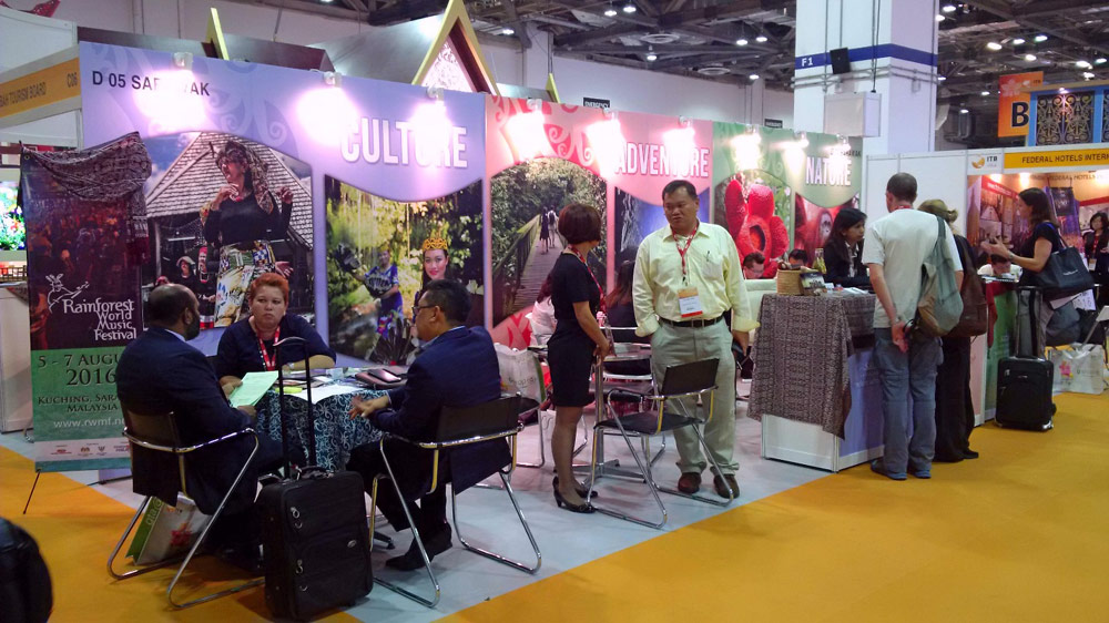 Sarawak representatives taking appointments at the Sarawak Booth, in a previous ITB Asia.
