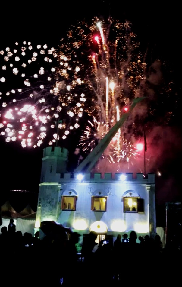 Fireworks over the Square Tower at Kuching Waterfront, during the New Year Countdown and Visit Sarawak Campaign Launch.