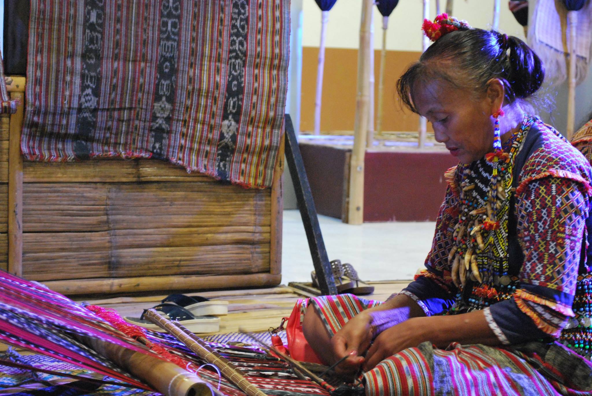 Photo shows one of the weavers from BIMP region with her weaving at Budayaw Festival 2017.