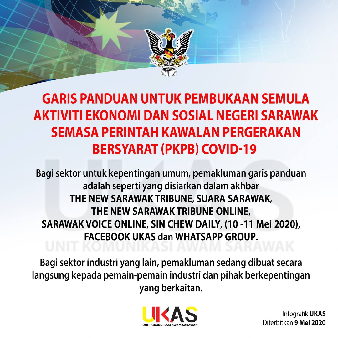 SARAWAK STATE GOVERNMENT'S GUIDELINES FOR THE RE-OPENING OF ECONOMIC & SOCIAL ACTIVITIES DURING THE CONDITIONAL MOVEMENT CONTROL ORDER (CMCO) COVID-19