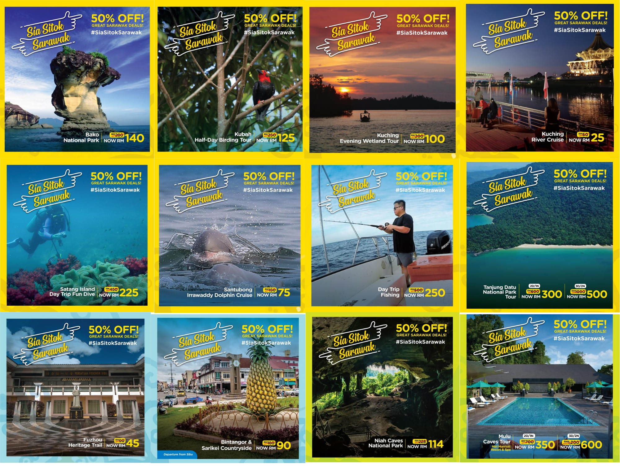 Photo shows few of the tour packages of Sia Sitok Sarawak for selection.